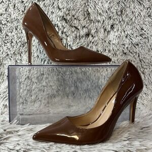 Steve Madden Altisha Heels NEW Sz 8.5 Mocha Stiletto Faux Patent Leather Career‎